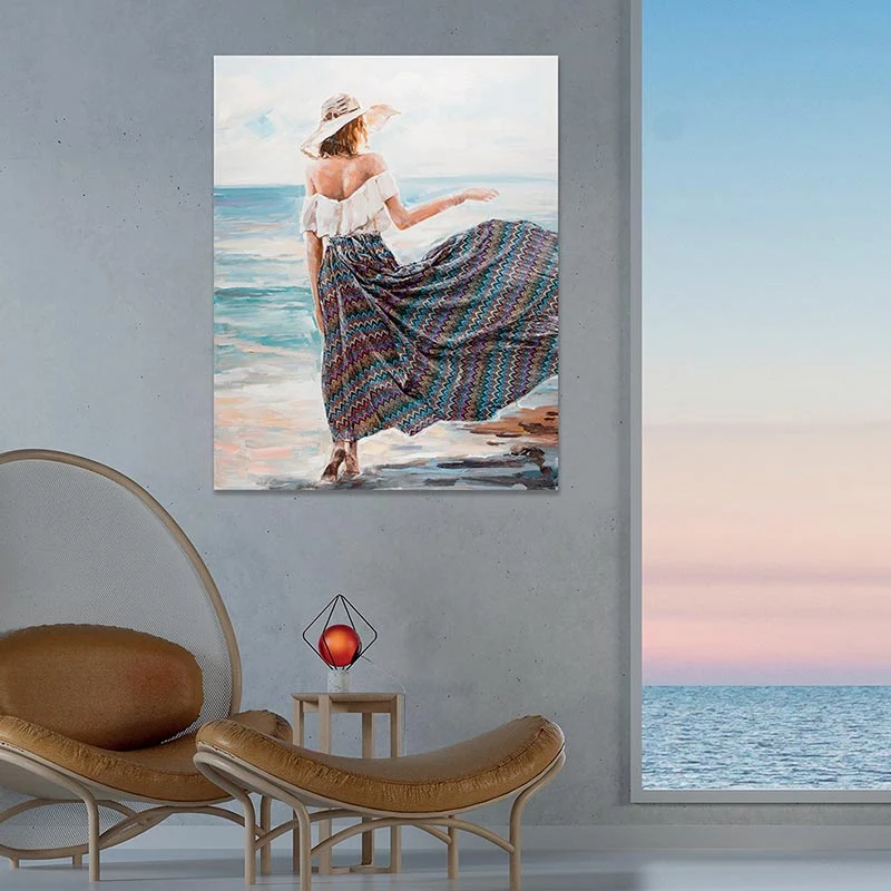 Agave Quadro Verso Il Mare Dipinto a Mano 90x120 cm