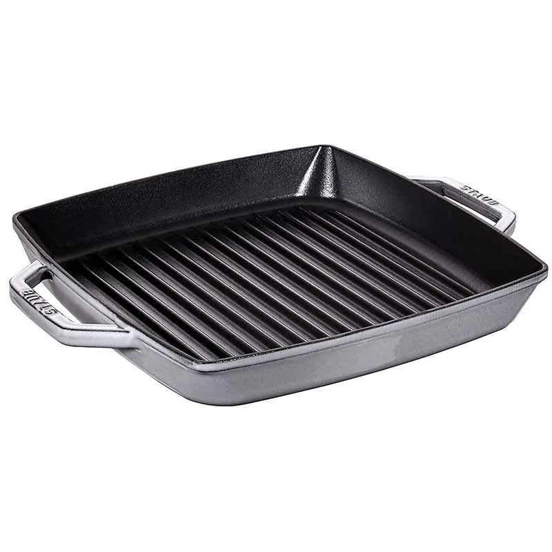 Staub Grill Pans Bistecchiera in ghisa con manici 33x33 cm Grigio