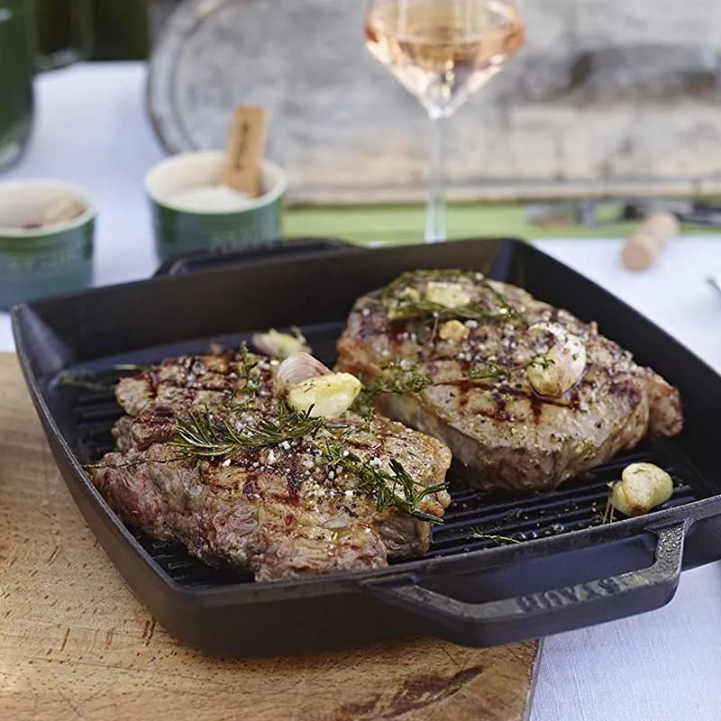 Staub Grill Pans Bistecchiera in ghisa con manici 33x33 cm Grigio