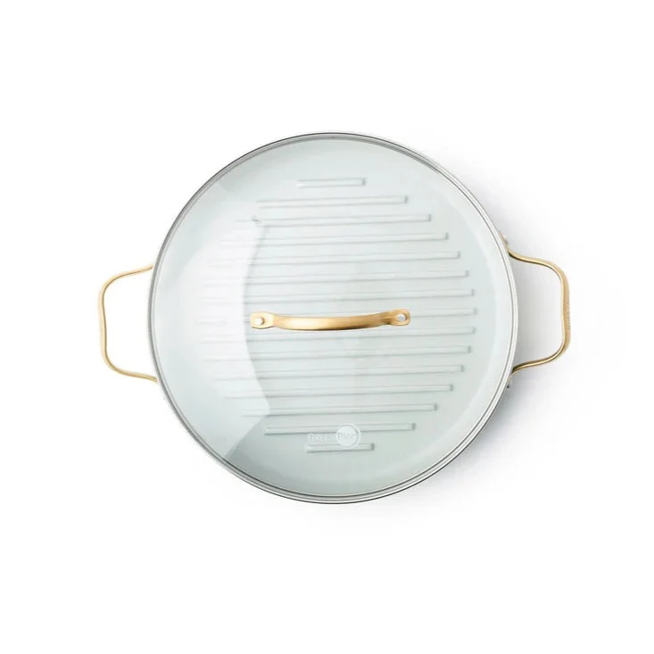 GreenPan Grill Bistecchiera Padova Antiaderente D28 cm con Coperchio Sky Blue