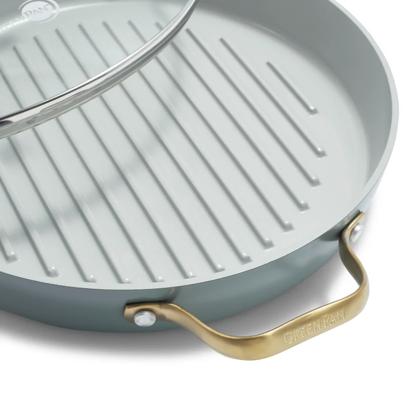 GreenPan Grill Bistecchiera Padova Antiaderente D28 cm con Coperchio Sky Blue