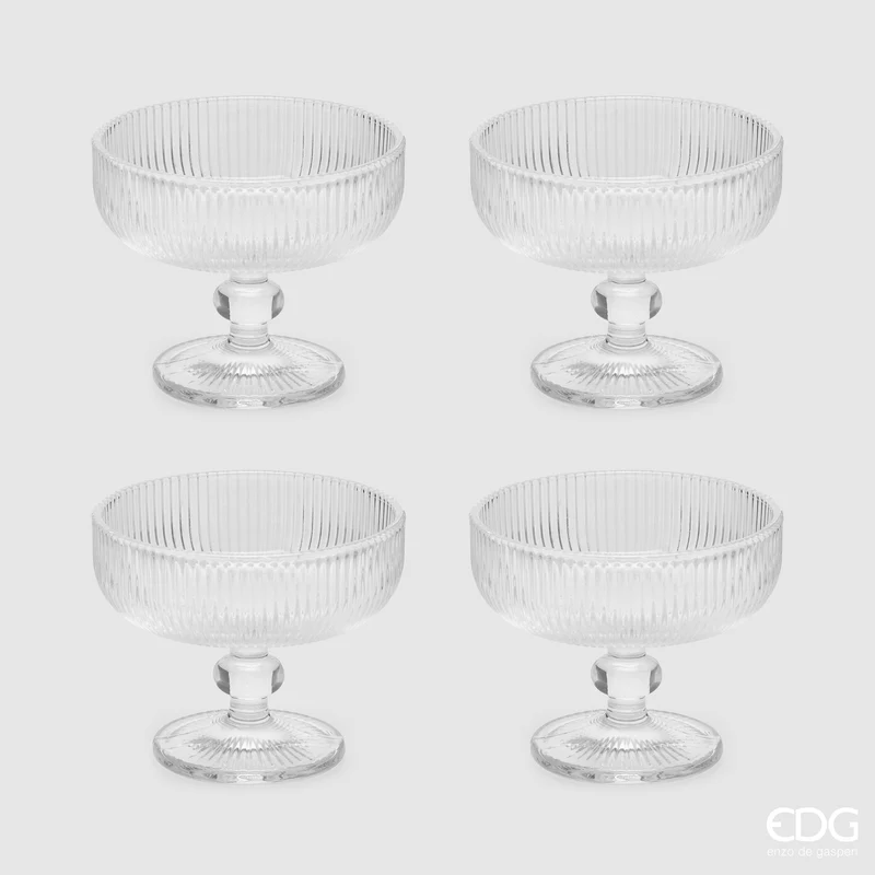 EDG Enzo De Gasperi Set 4 Coppette 250ml in Vetro Trasparente