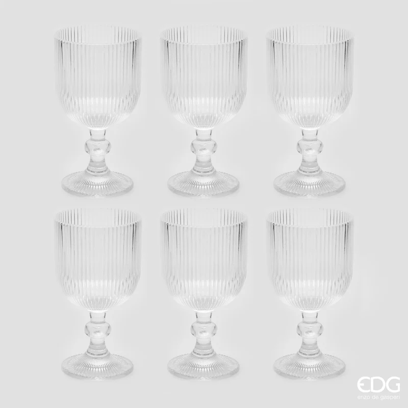 EDG Enzo De Gasperi Offerta Set 6 Calici Acqua Righe H14 D8 cm