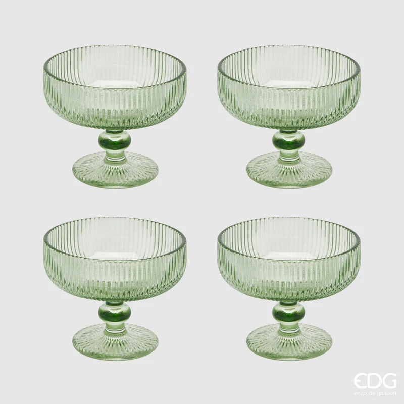 EDG Enzo De Gasperi Set 4 Coppette 250ml in Vetro Verde