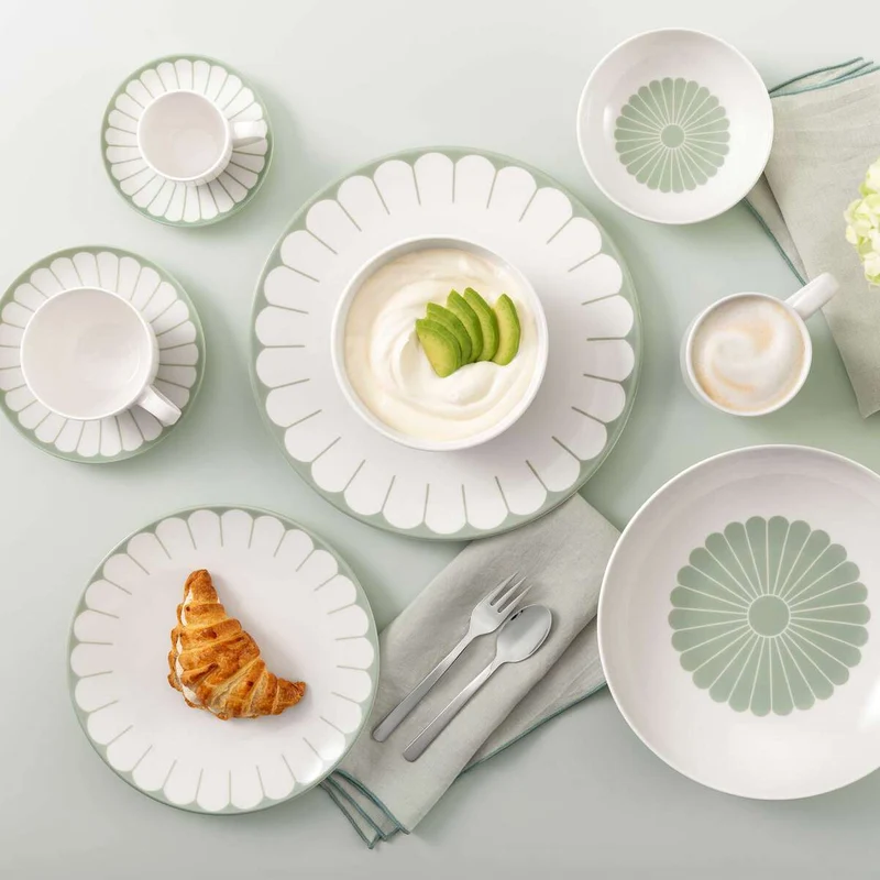 Villeroy & Boch Set 6 Tazzine da Caffè Fleur 70ml con Piattino in Porcellana