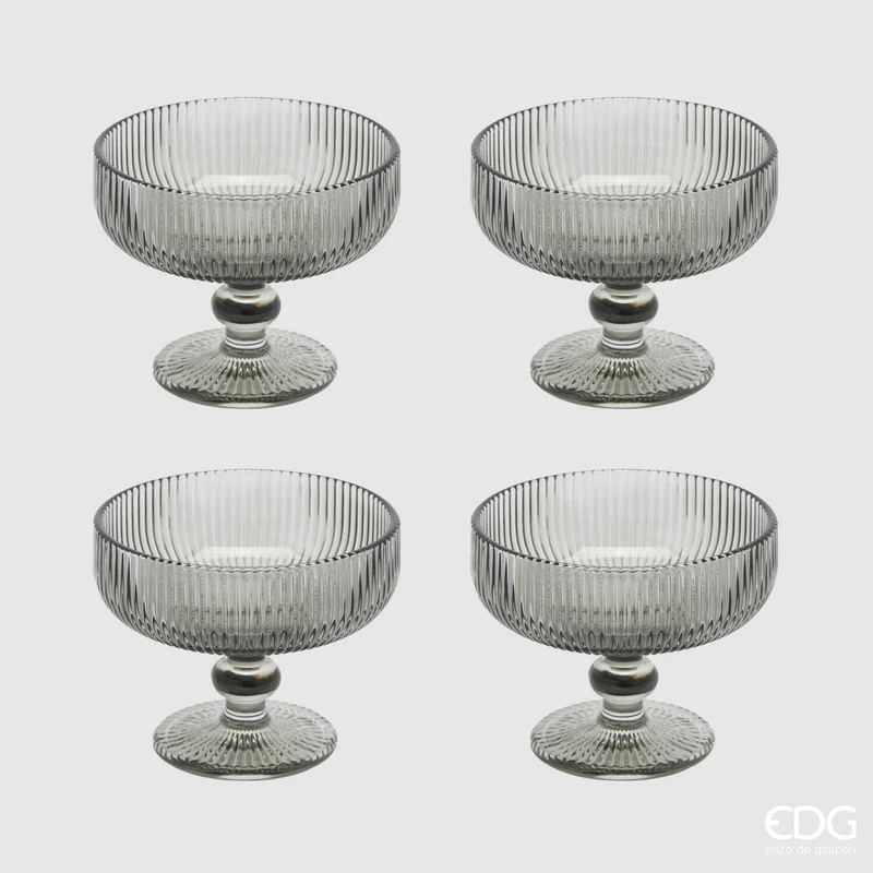 EDG Enzo De Gasperi Set 4 Coppette 250ml in Vetro Fumè