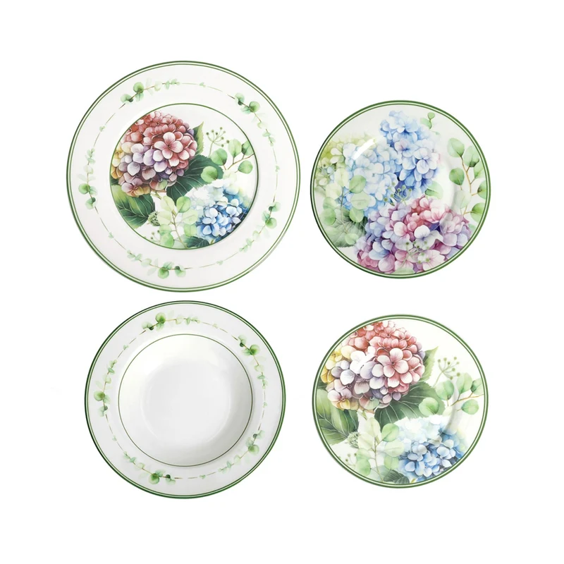 Brandani Servizio di Piatti 18 Pezzi Flora in Porcellana