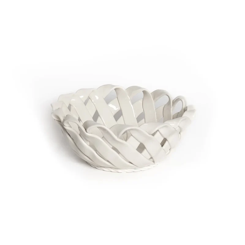 Bitossi Cestino Rotondo a Fettuccia D24 cm in Ceramica
