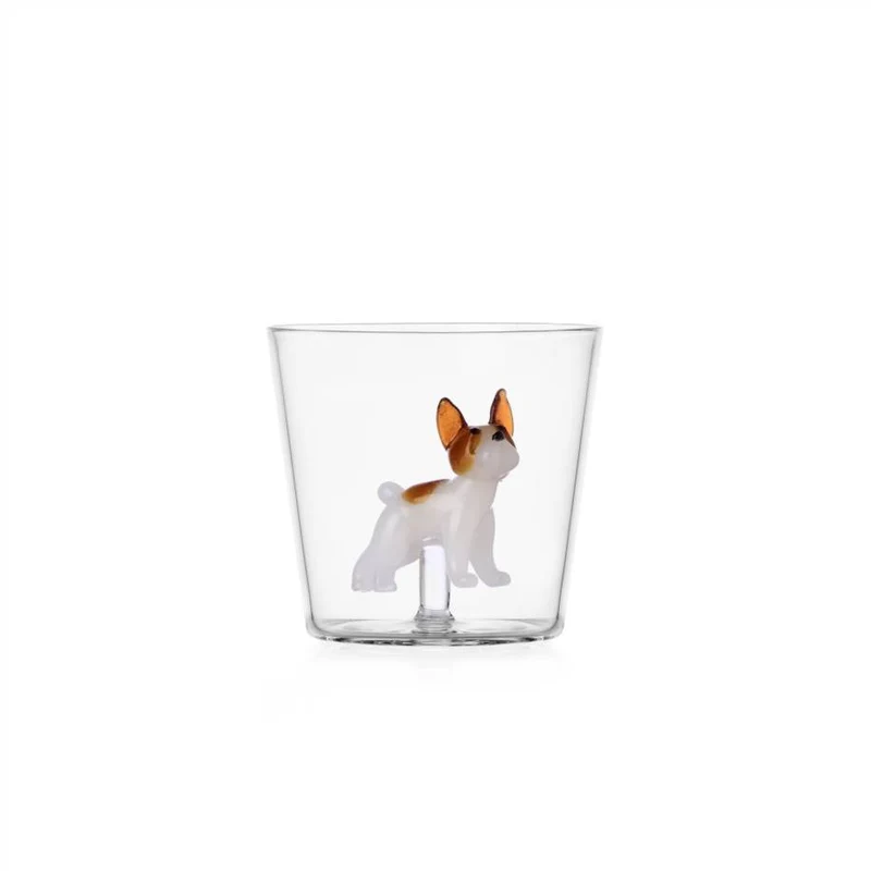 Ichendorf Milano Dogs Set 2 Tumbler French Bulldog in Vetro Borosilicato