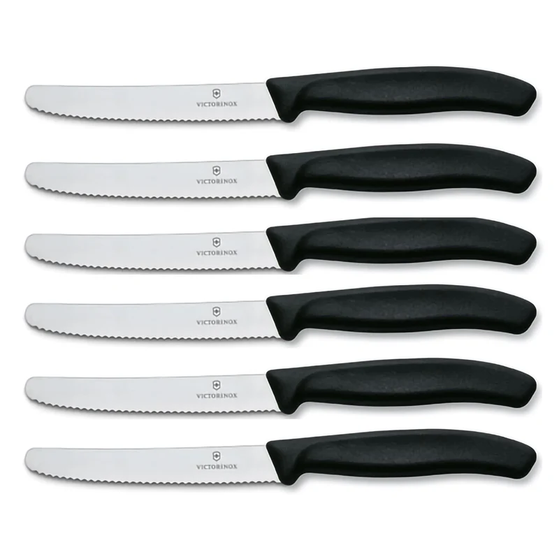 Victorinox Set 6 Coltelli Tavola Ondulato Swiss Classic Nero