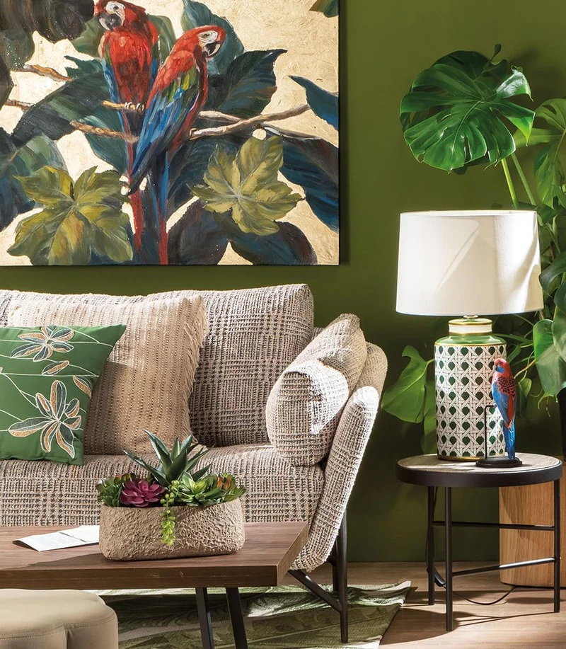 L'Oca Nera Quadro con Cornice Tropicale 100x100 cm