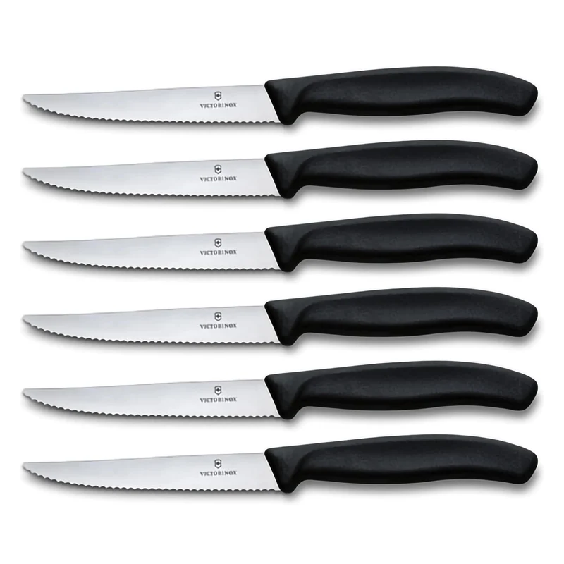 Victorinox Set 6 Coltelli Bistecca Ondulati Swiss Classic Nero