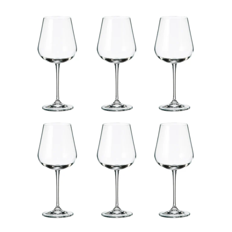 Crystal Bohemia Set 6 Calici Vino Rosso Ardea 540ml in Vetro
