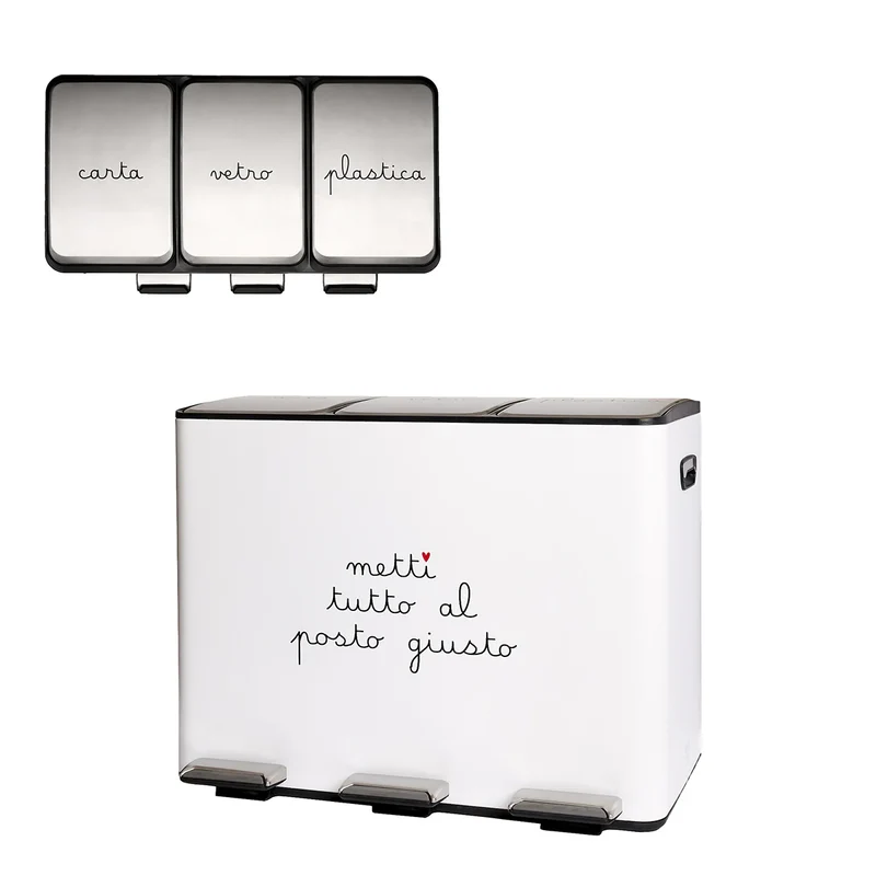 Simple Day Pattumiera Metti Tutto Al Posto Giusto 3x15 Litri Bianco