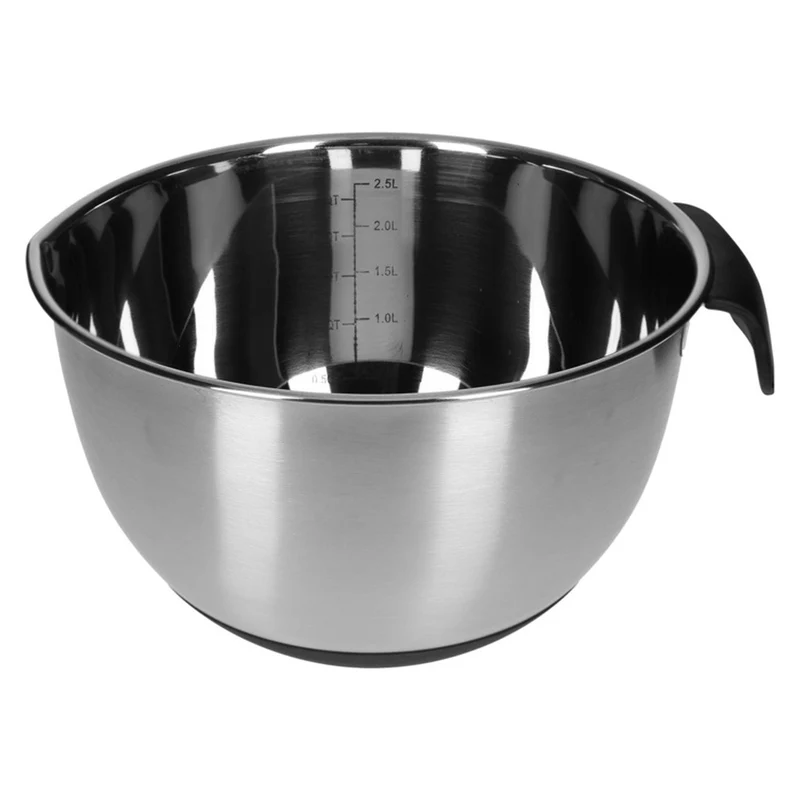 TP Edelstahl Schüssel-Set mit Griff u. Deckel 15tl Skala und 4 Einsätzen zum Gemüsereiben 15 Teilig