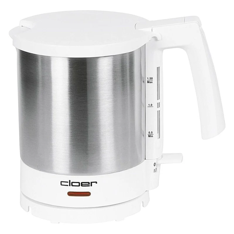 Cloer 4711 Wasserkocher 1,5 l 2000 W Edelstahl, Weiß