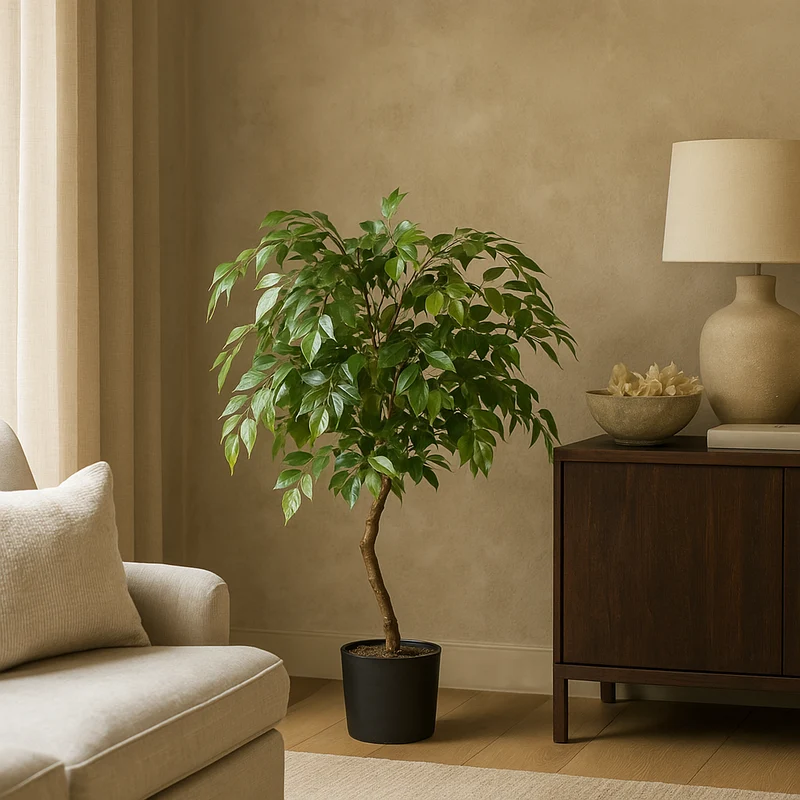 EDG Enzo De Gasperi Pianta Artificiale Ficus Beniamino Vogue con Vaso H100 cm
