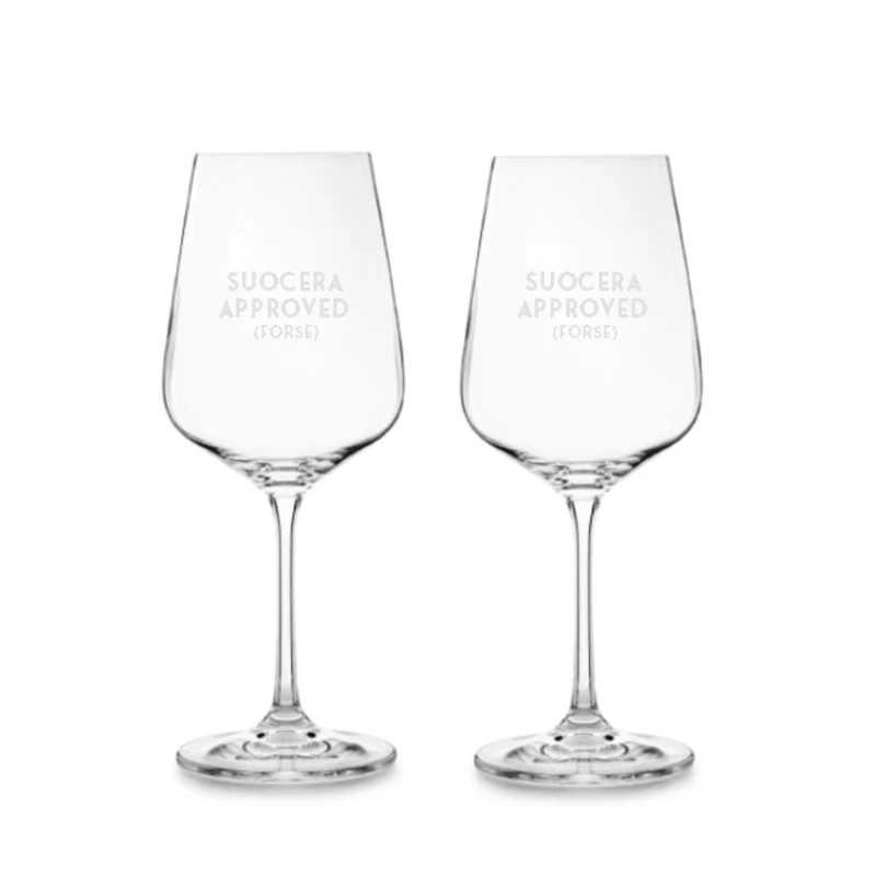 Set 2 Calici Vino in Vetro Suocera Approved