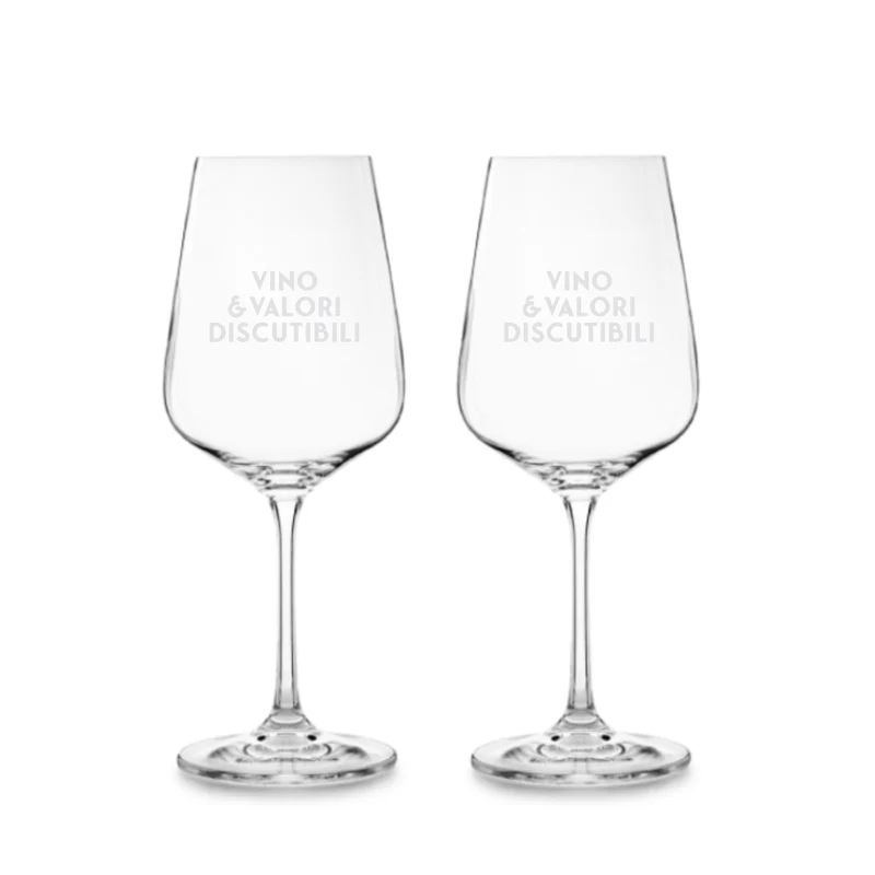 Set 2 Calici Vino Vino e Valori Discutibili in Vetro