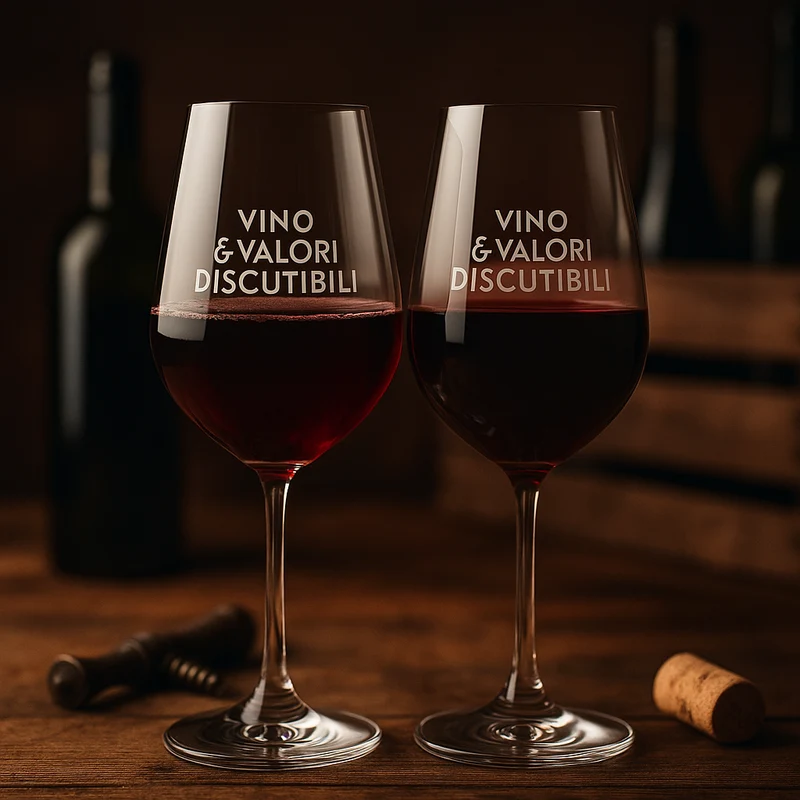 Set 2 Calici Vino Vino e Valori Discutibili in Vetro