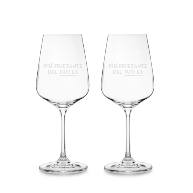Set 2 Calici Vino in Vetro Più Frizzante del Tuo Ex