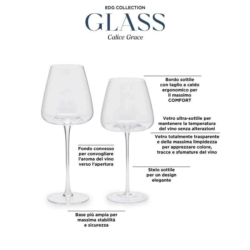 EDG Enzo De Gasperi Set 4 Calici Grace in Vetro 550 ml