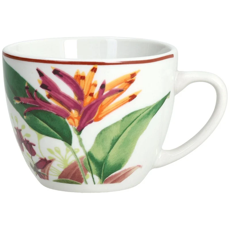Tognana Set 6 Tazzine da Caffè Madison Tropicalia con Piattino in Porcellana