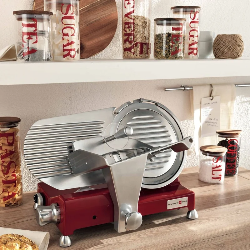 Brandani Affettatrice Tecno con Affilalama in Acciaio Inox Rosso