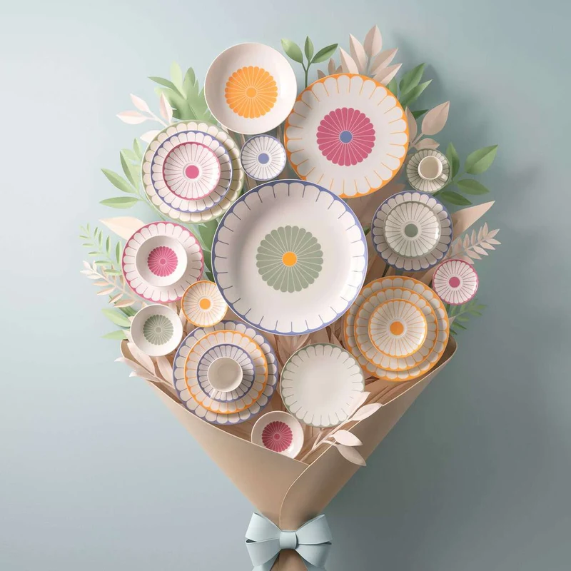 Villeroy & Boch Servizio Tavola 18 Pezzi Fleur in Porcellana Verde