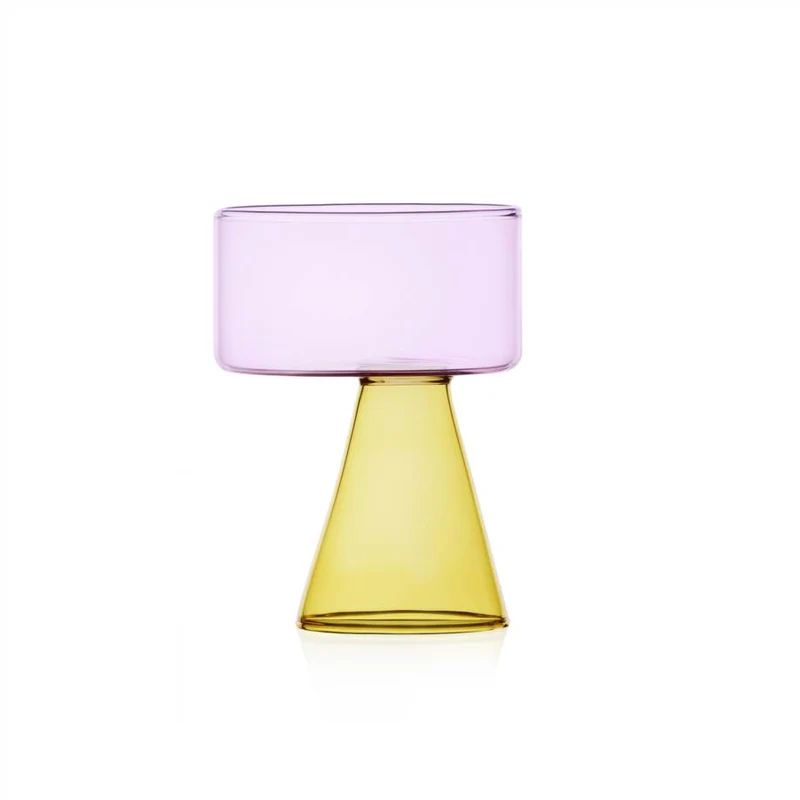 Ichendorf Milano Travasi Bicchiere Giallo e Rosa in Vetro Borosilicato