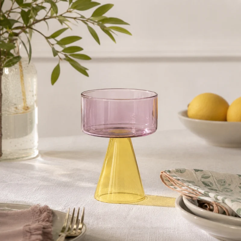 Ichendorf Milano Travasi Bicchiere Giallo e Rosa in Vetro Borosilicato