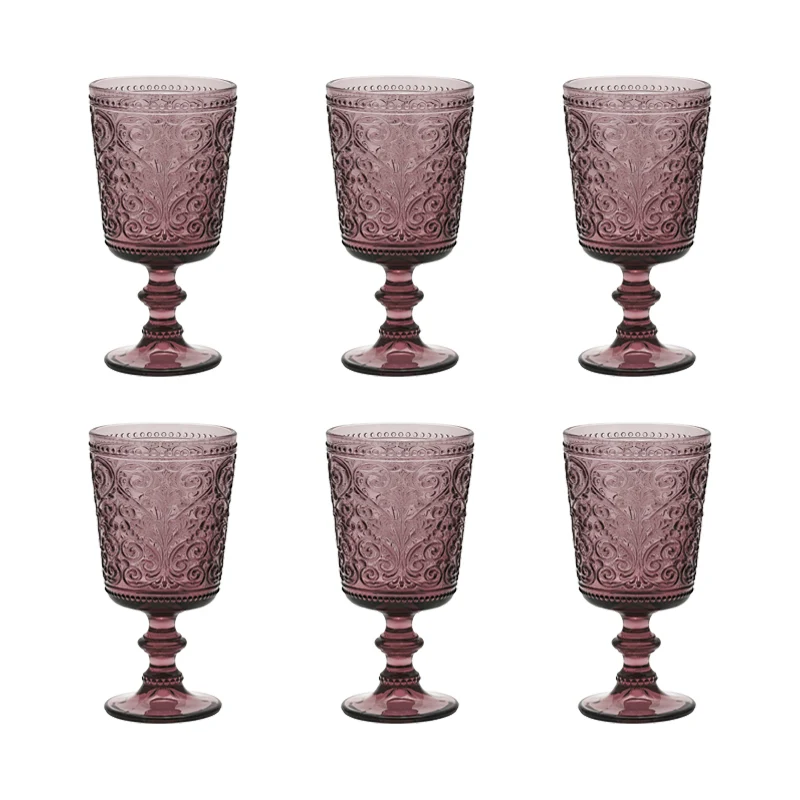 Galbiati Set 6 Calici Vino 280ml in Vetro Rosa