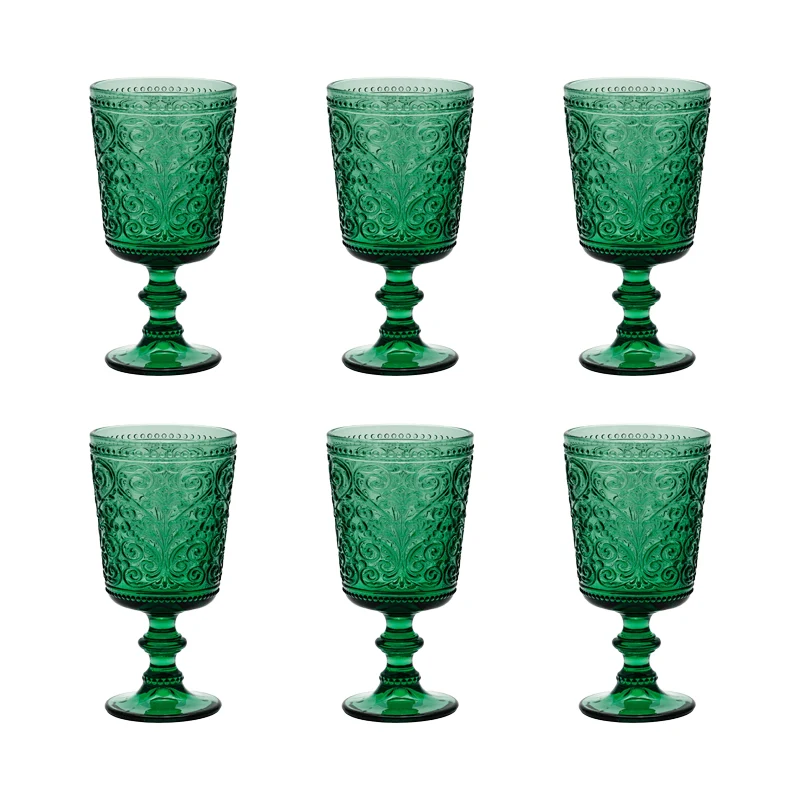 Galbiati Set 6 Calici Vino 280ml in Vetro Verde Foresta