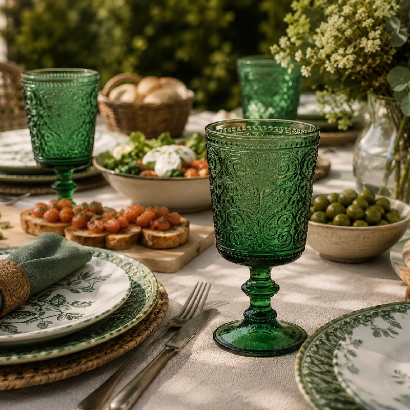 Galbiati Set 6 Calici Vino 280ml in Vetro Verde Foresta