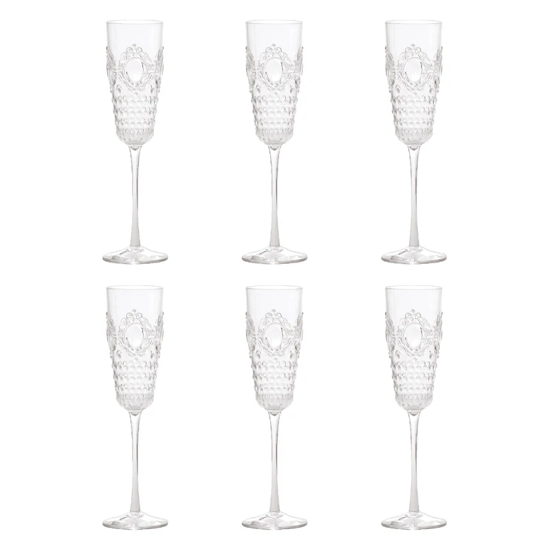 Baci Milano Set 6 Flute Champagne Baroque & Rock Trasparente