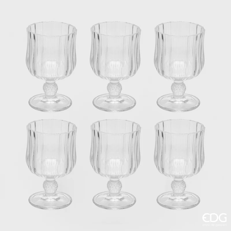 EDG Enzo De Gasperi Set 6 Calici Righe in Vetro Trasparente