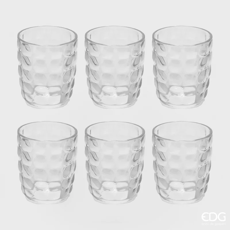EDG Enzo De Gasperi Set 6 Bicchieri Tumbler Optic in Vetro Trasparente