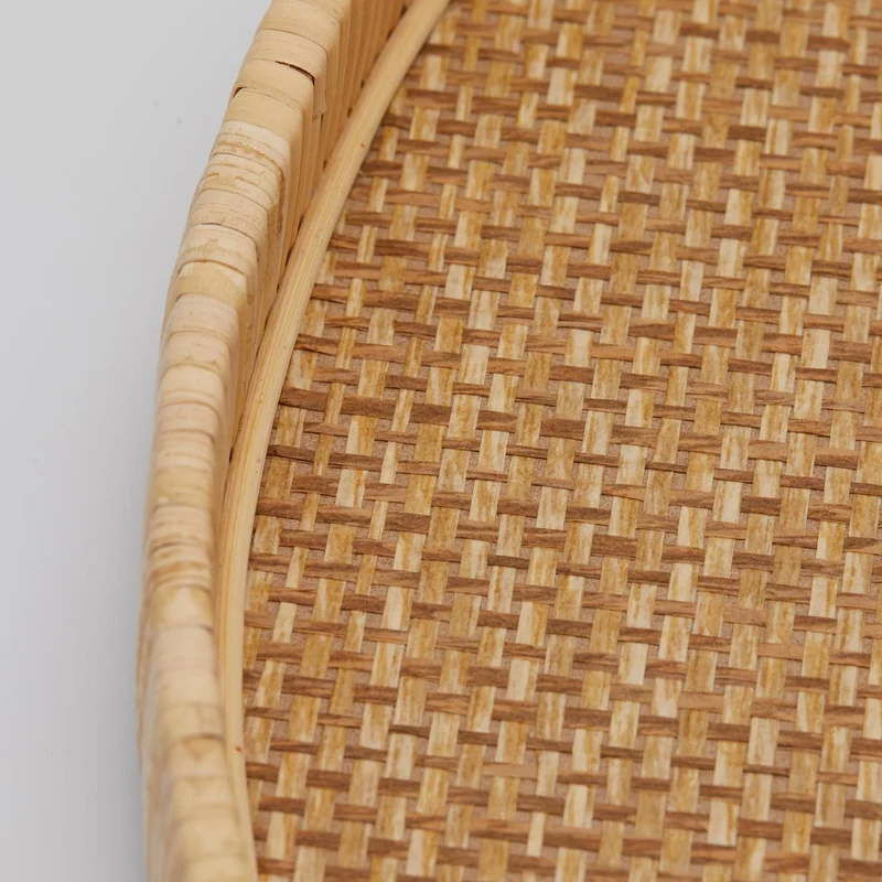 EDG Enzo De Gasperi Set 2 Vassoi Rotondi in Rattan D51 D40 cm