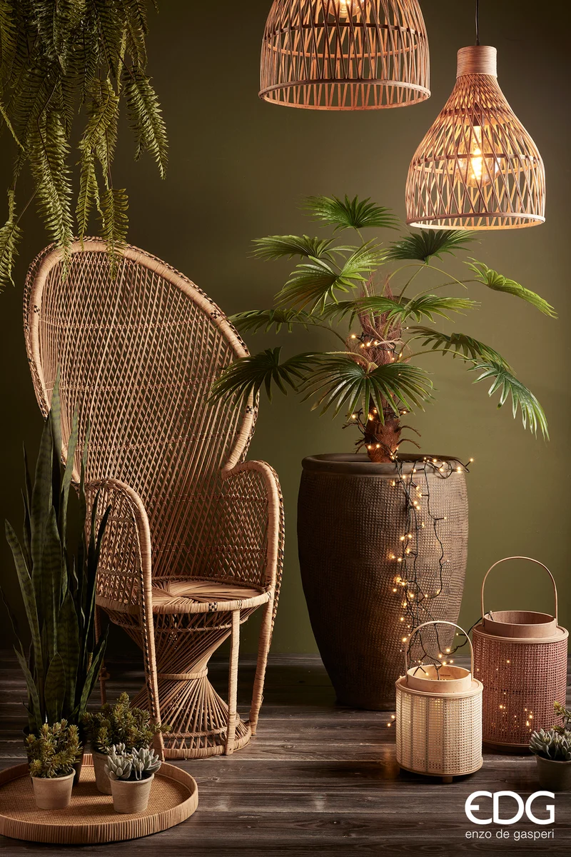 EDG Enzo De Gasperi Set 2 Vassoi Rotondi in Rattan D51 D40 cm