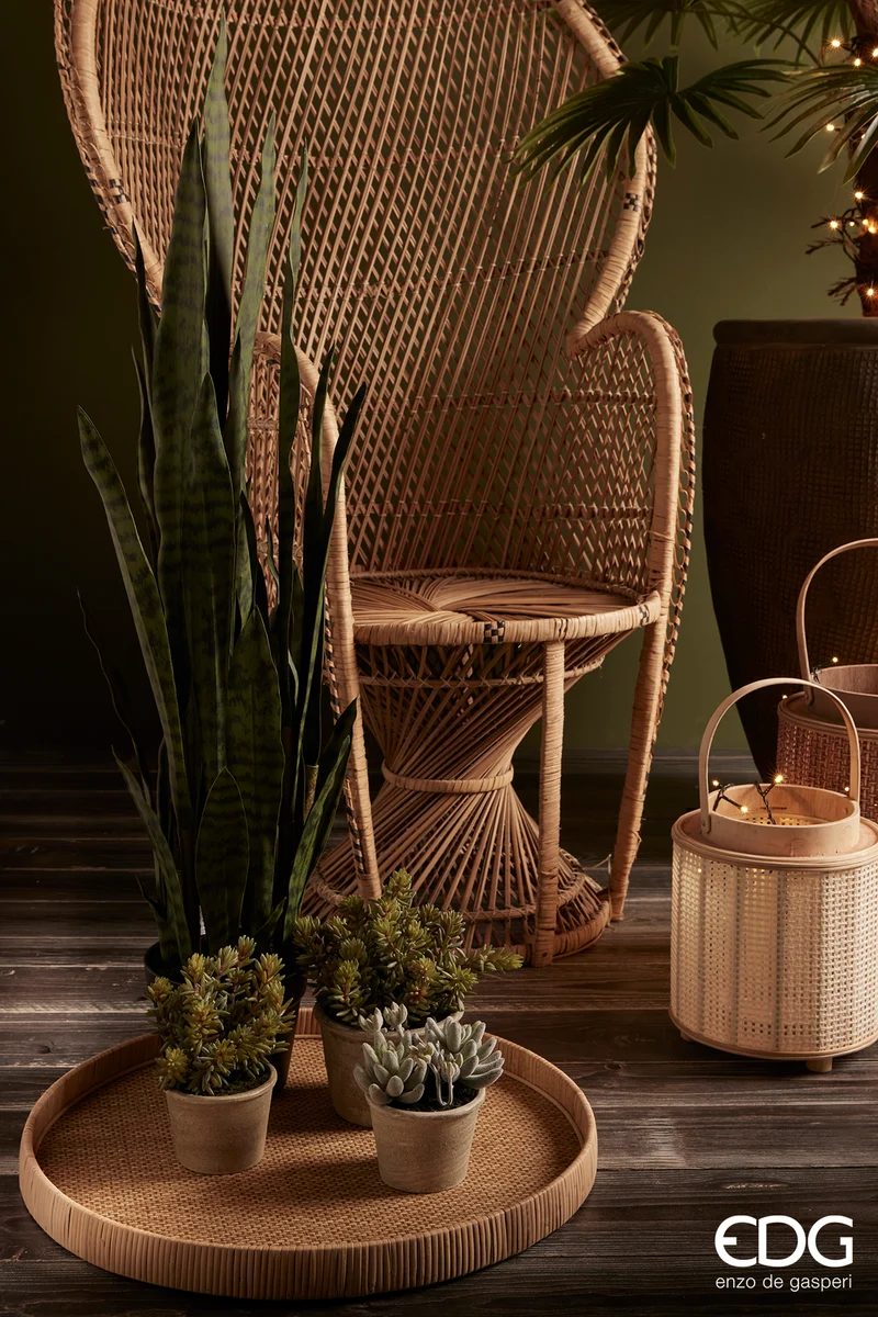 EDG Enzo De Gasperi Set 2 Vassoi Rotondi in Rattan D51 D40 cm