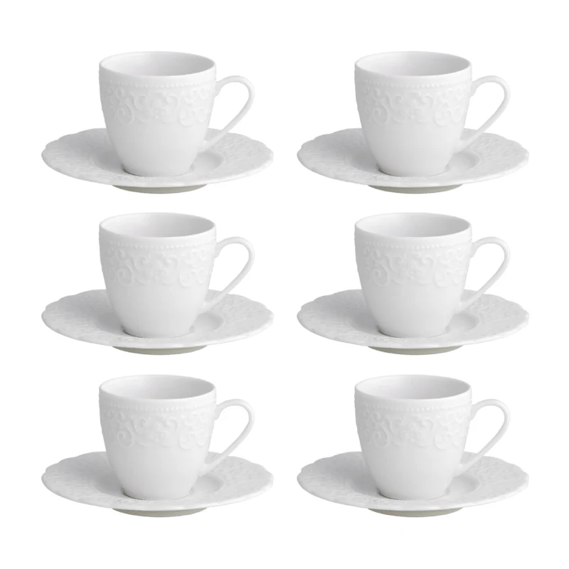 Brandani Set 6 Tazzine da Caffè Gran Galà in Porcellana