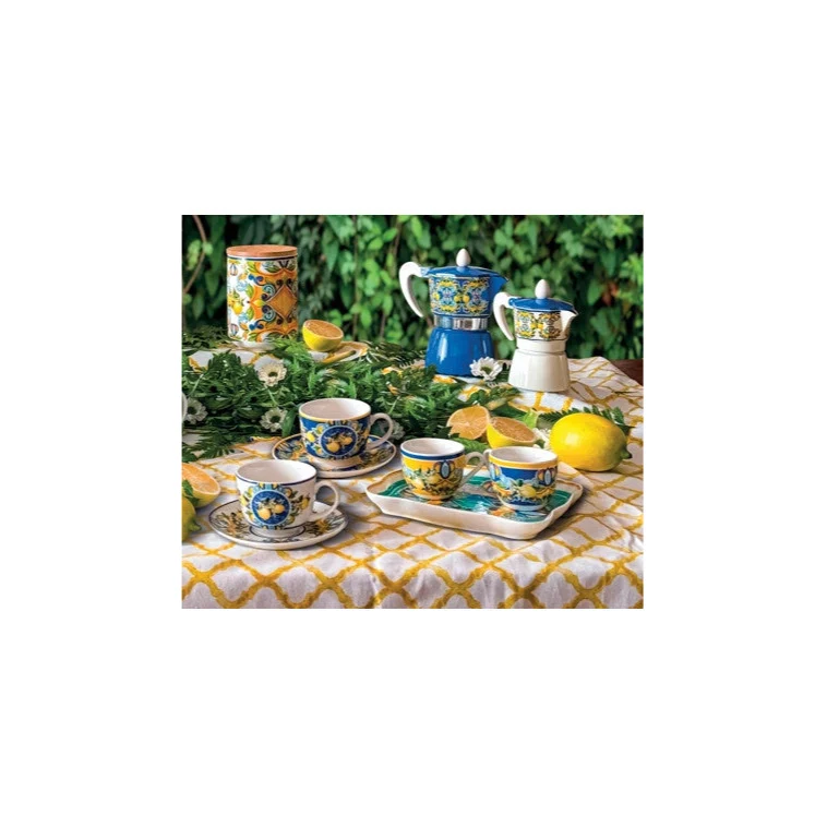Brandani Set 2 Tazzine Citrus Blu in Porcellana New Bone