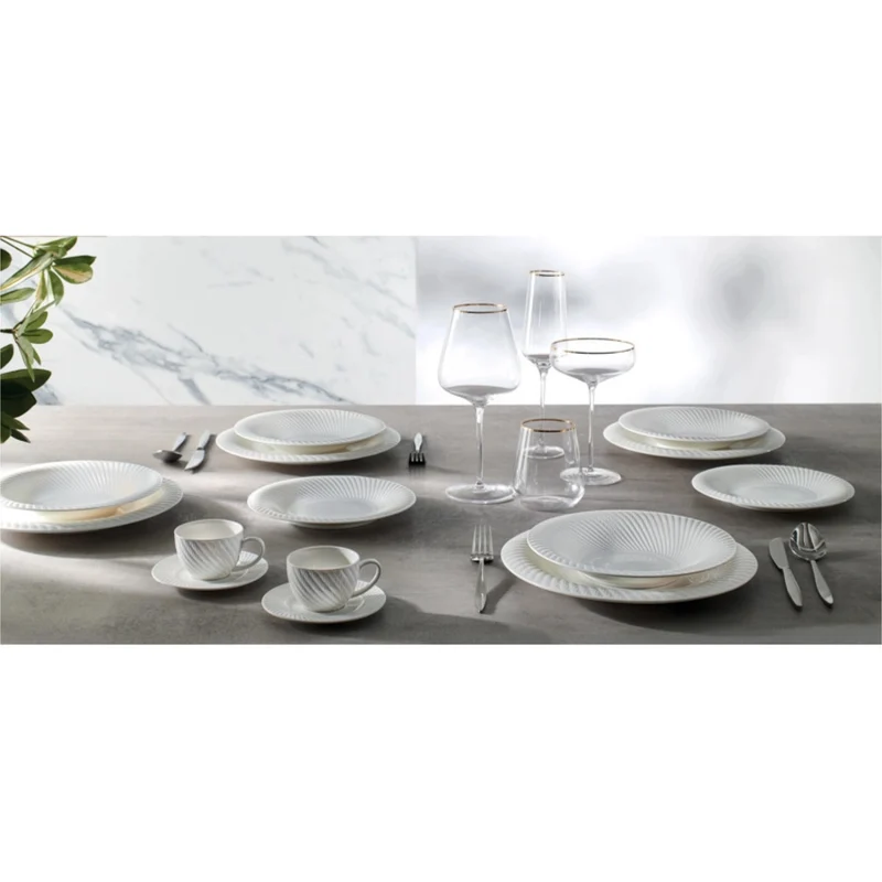 Brandani Servizio Tavola 18 Pezzi Optical in Porcellana New Bone