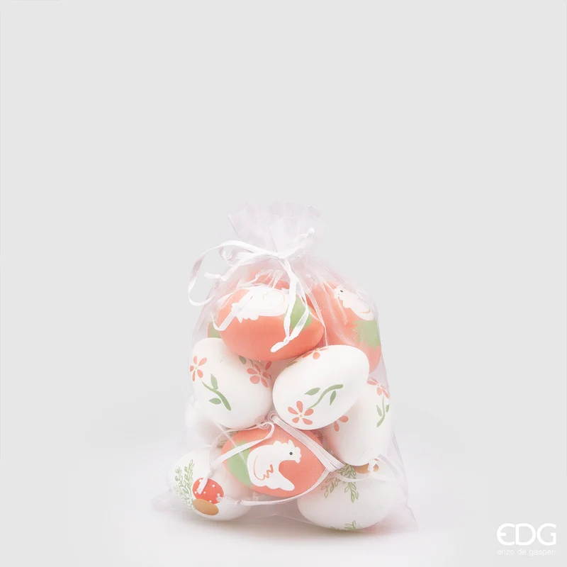 EDG Enzo De Gasperi Decorazione Uovo Chioccia Set 12 Pezzi H6 cm Salmone