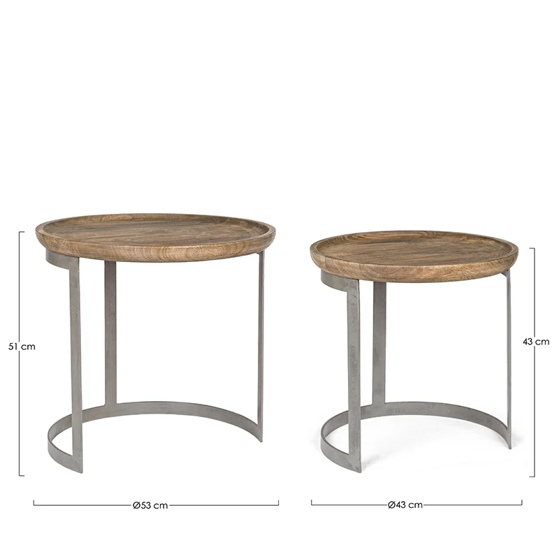 Andrea Bizzotto Set 2 Tavolini Narvik industrial D43 D53 cm