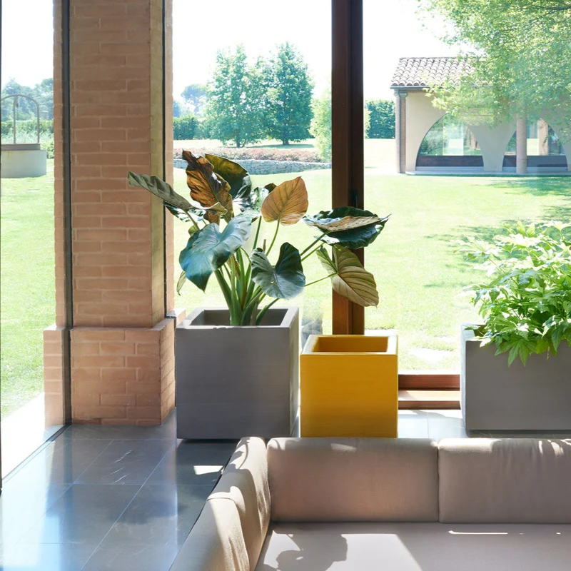 Slide Vaso Quadra con Ruote 45x45xh46 cm Grigio Elefante