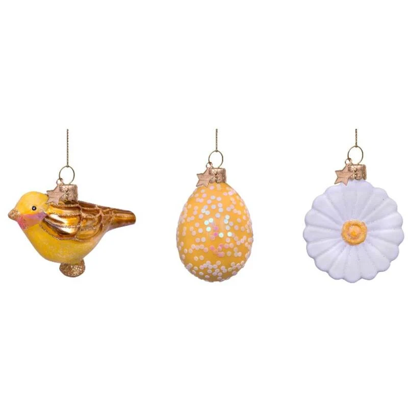 Vondels Set 3 Decorazioni Pasquali da Appendere 6 cm in Vetro