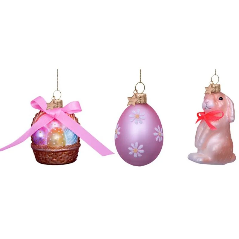 Vondels Set 3 Decorazioni Pasquali da Appendere 6 cm in Vetro