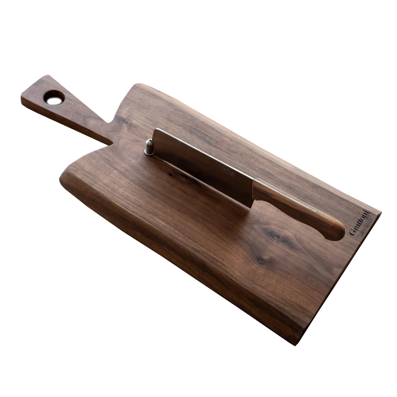 Grattoni 1892 Tagliere Choco Rum con Coltello in Legno di Noce