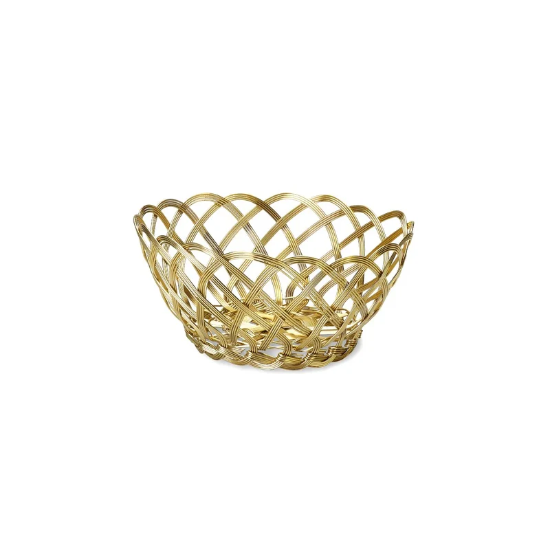 Bitossi Cestino Tondo Intrecciato D15 cm in Metallo Oro